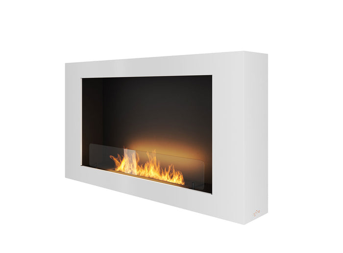 Camino a Bioetanolo da Parete 100x56 cm Murall 1000 Bianco con Vetro