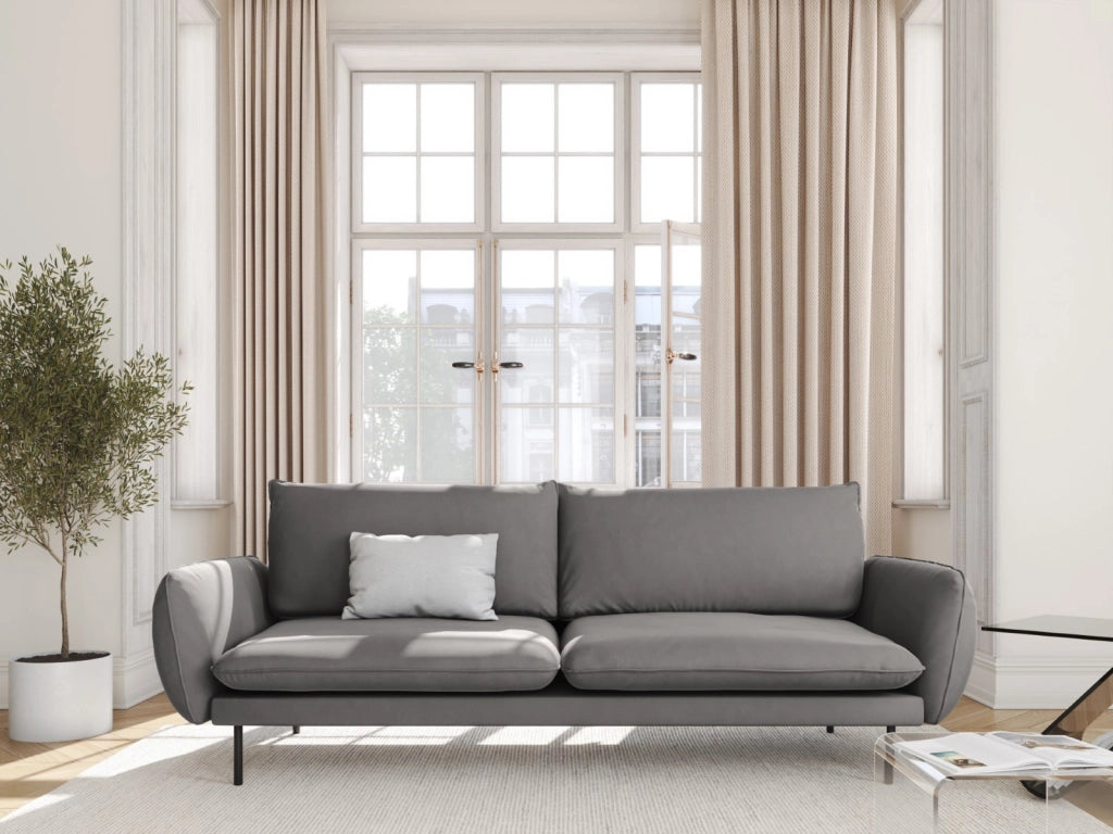 Cosmopolitan Design - Divano "Vienna" 4 posti in velluto grigio chiaro 