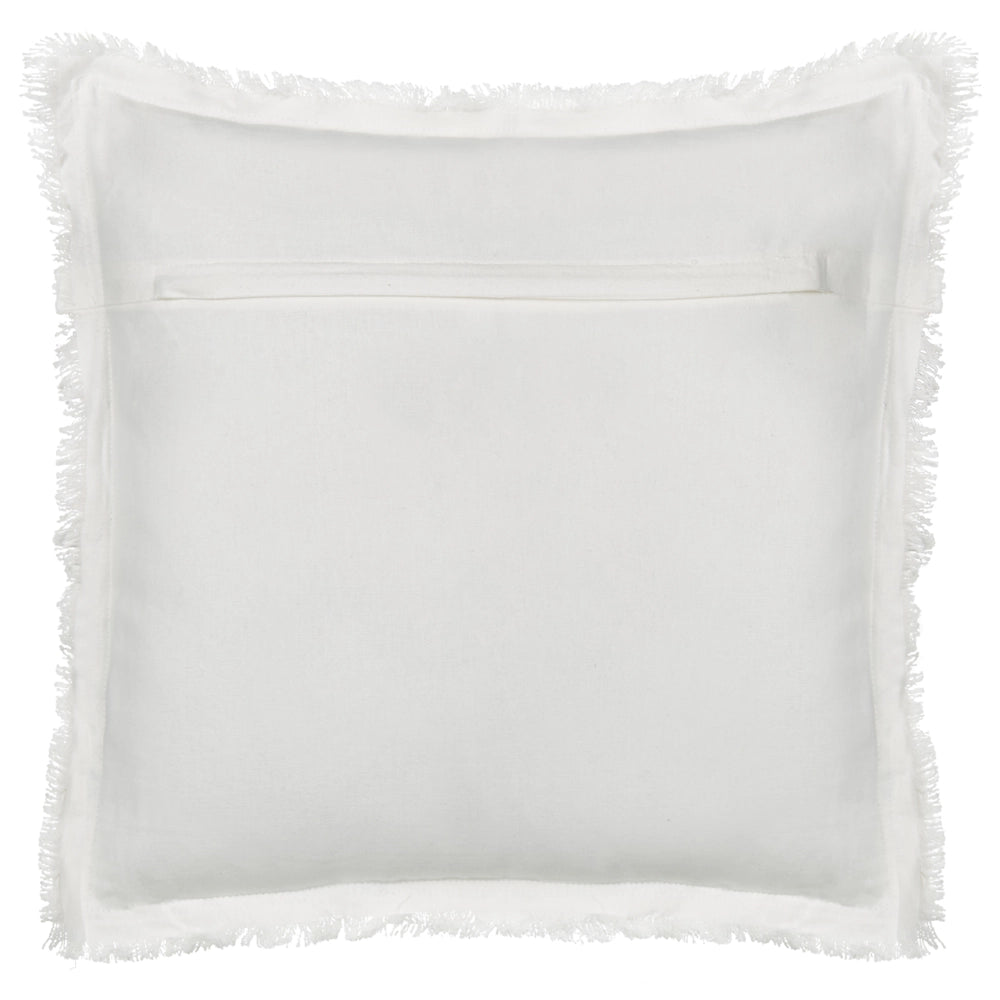 Set di 2 cuscini in cotone bianco e blu con motivo floreale e frange 45 x 45 cm con imbottitura stile boho