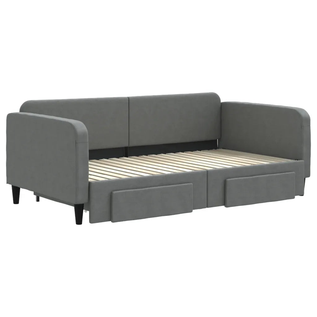 Divano Letto Estraibile Cassetti-Sofa Letto-Daybed Grigio Scuro 90x190cm Tessuto 835010