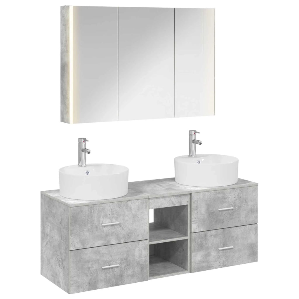 Set di mobili per il bagno 4 pcs Grigio Cemento 3406906