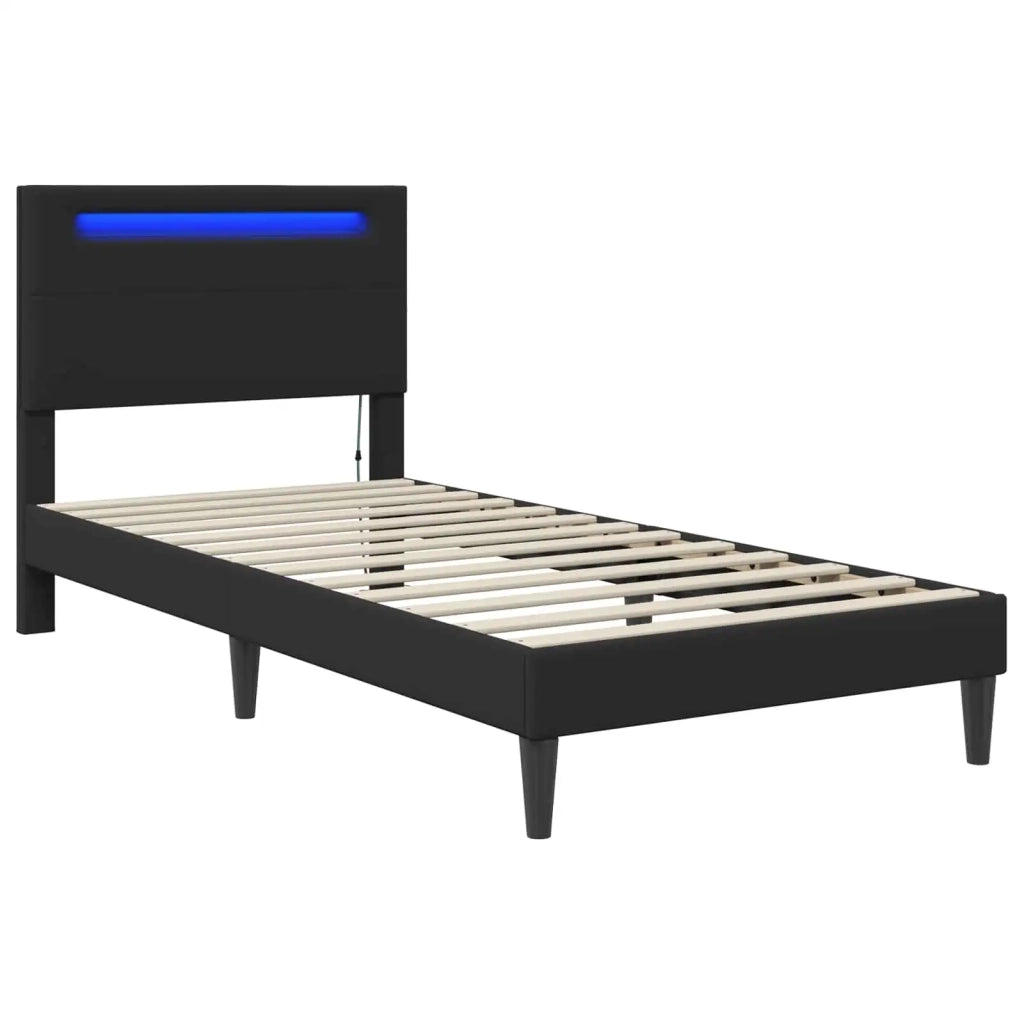 Struttura del letto con strisce LED Nero 80 x 200 cm Similpelle 42028004