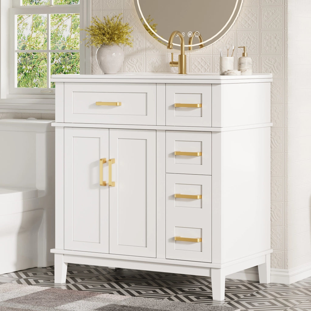 ARMADIO BAGNO con lavabo in ceramica 76x46,5x86 cm Bianco MDF e metallo