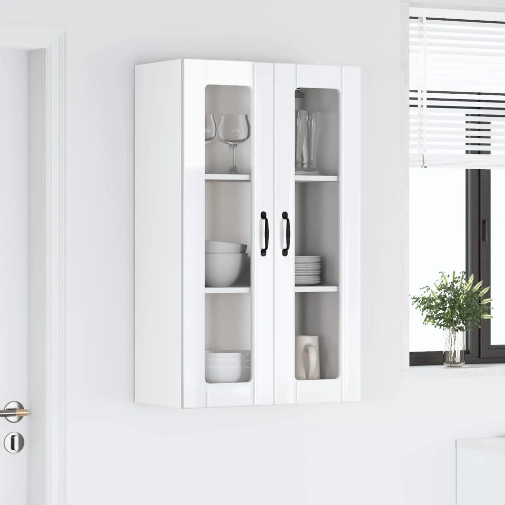 Pensile da cucina | Mobile in vetro da parete LUCCA Bianco Lucido 60 x 31 x 100 cm