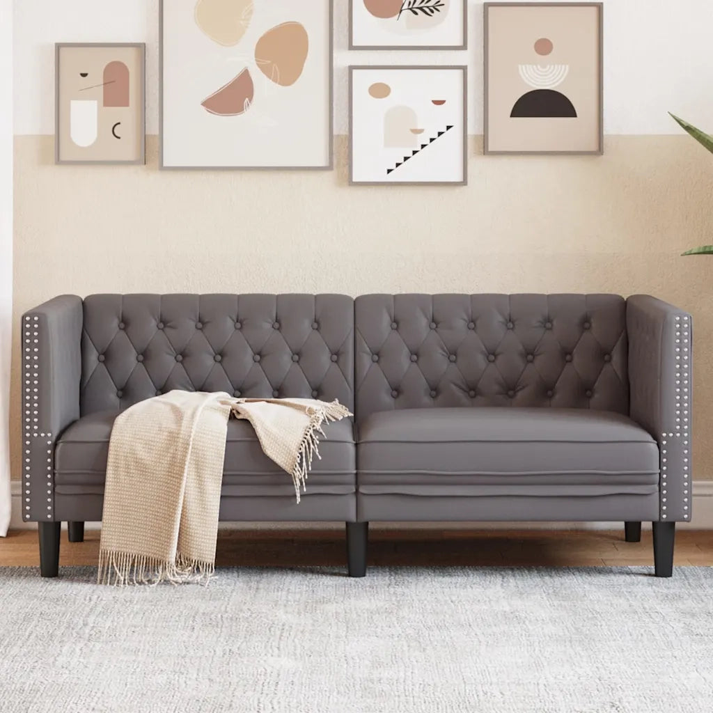 vidaXL Divano Chesterfield a 2 Posti Grigia in Similpelle