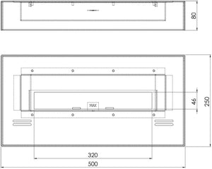 Bruciatore a Bioetanolo per Camini 50x8x25 cm 1L Simple Box 500 Nero