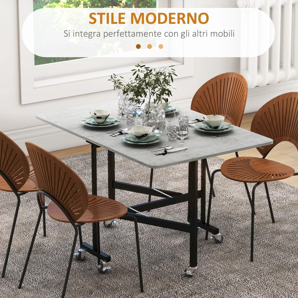 Tavolo pieghevole con rotelle per 4-6 persone ¨C Xylo ¨C legno e acciaio 120x80x73 cm grigio