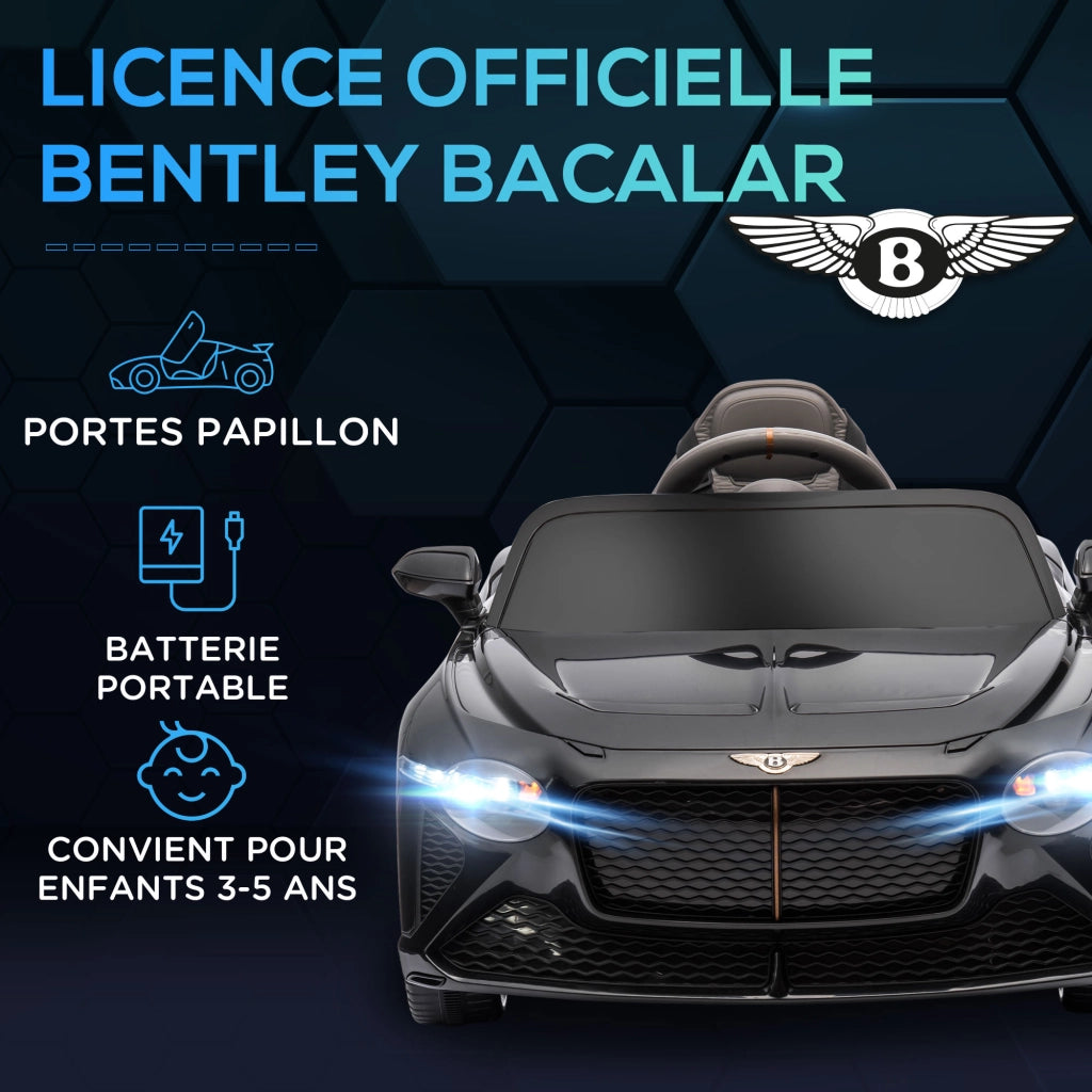 Auto elettrica per bambini Bentley Bacalar nero ¨C zephmum ¨C 12V 2 motori telecomando 3-5 anni