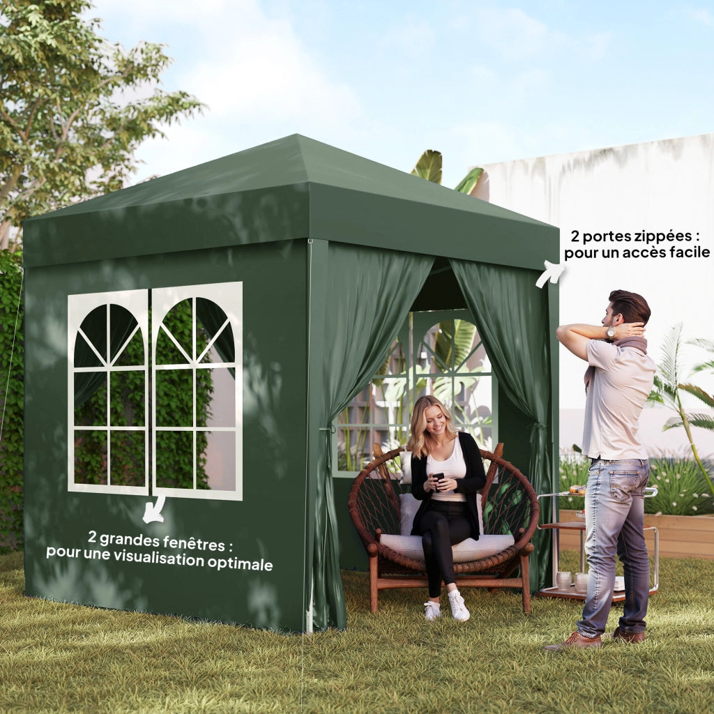 Tendone da giardino pieghevole regolabile protezione UV ¨C Zephmum ¨C Verde scuro 2x2 m