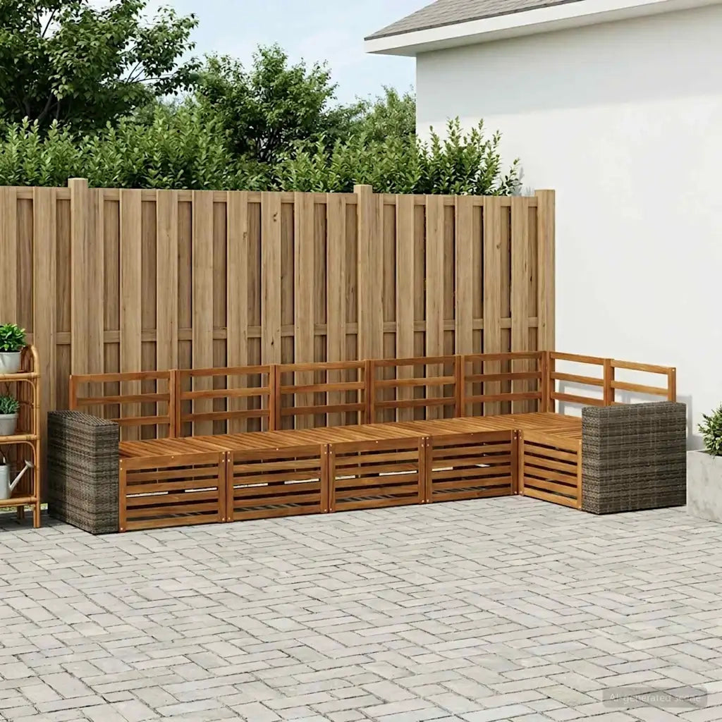 Set divano sezionale 6 pcs Naturale Legno di Acacia Massello