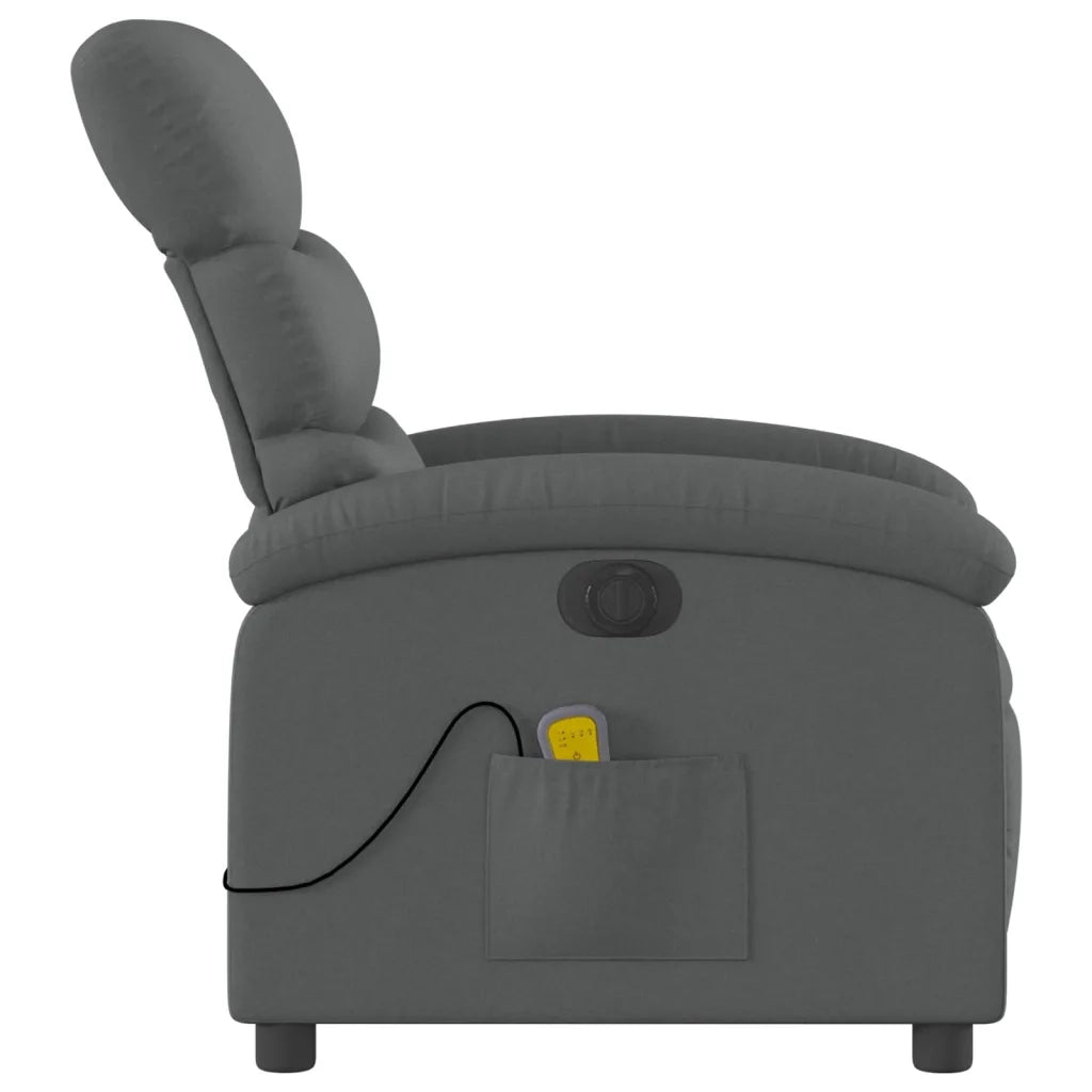 Divano Sedia-Poltrona Reclinabile Massaggio Elettrica Grigio Scuro Tessuto 986729