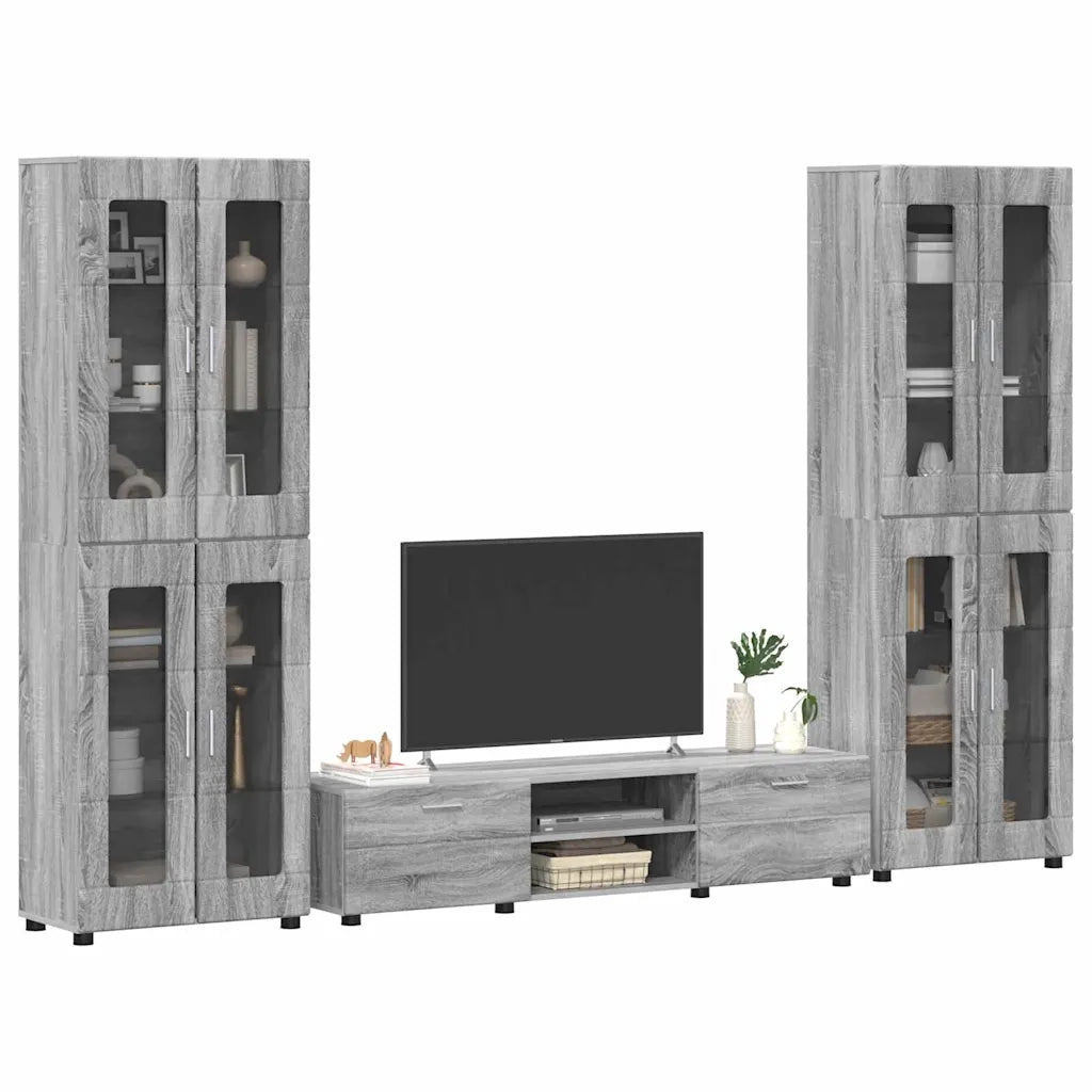 Set mobile TV con porta FLORIN Grigio Sonoma Legno multistrato