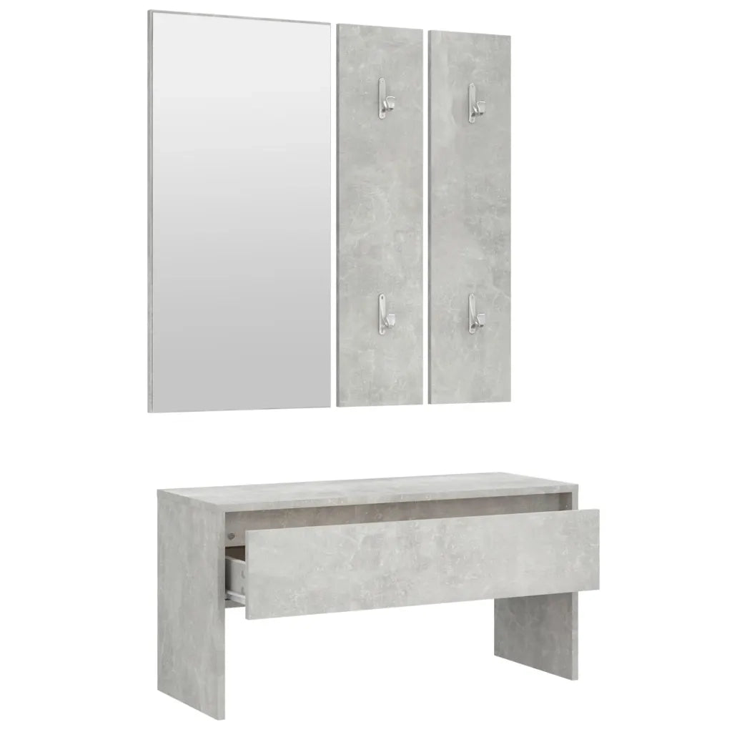 Set di Mobili da Corridoio Grigio Cemento in Legno Multistrato cod mxl 50087