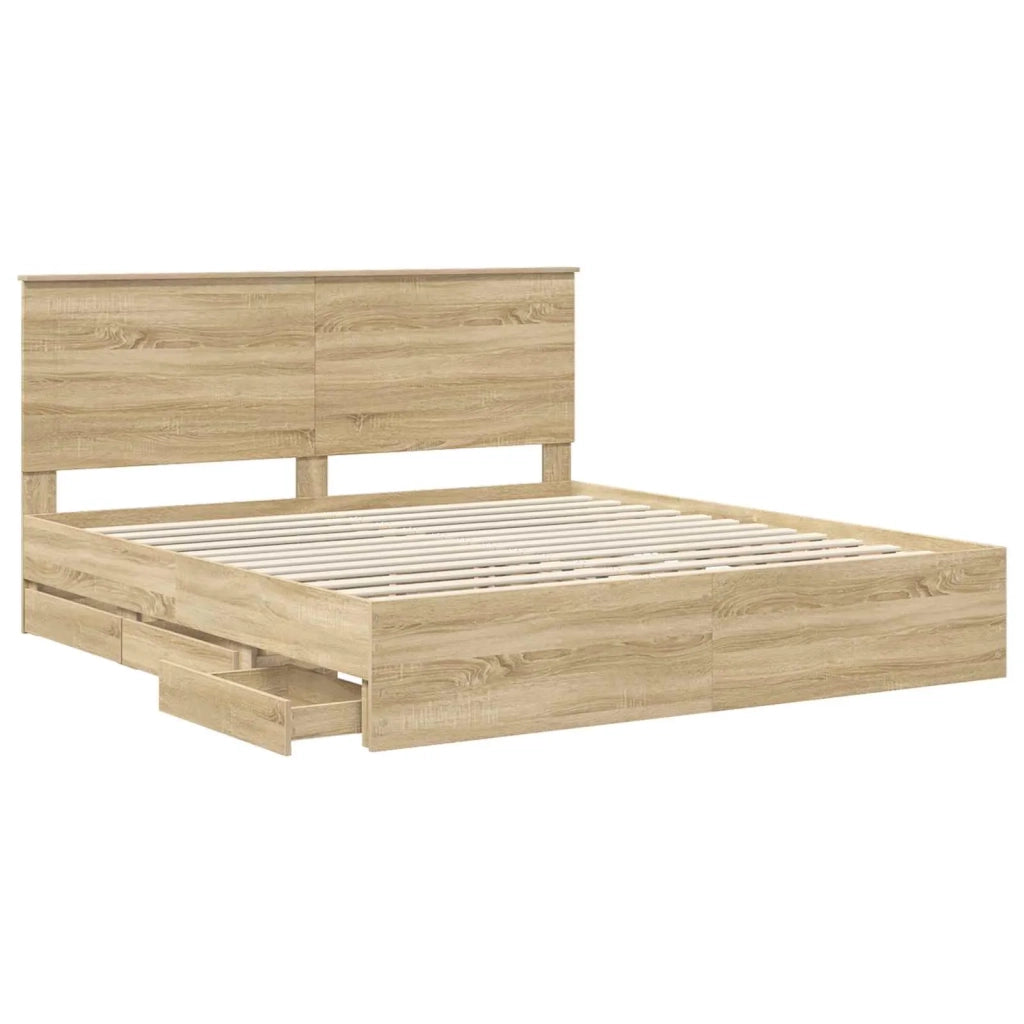Struttura del letto con cassetto Rovere Sonoma 200 x 200 cm 3409428
