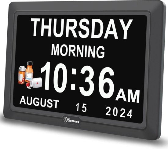 Cronometro Digitale per la Demenza con 12 Allarmi per Anziani - Display Grande Calendario con Data per Scrivania