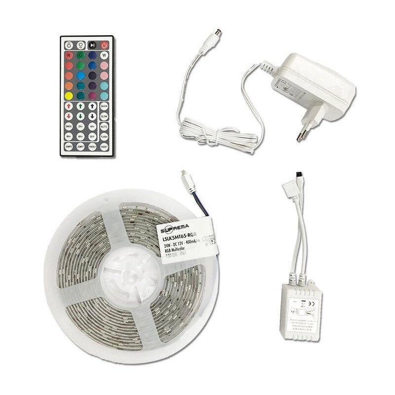 KIT STRIP LED 16W 5 M IP65 RGB C/TELECOMANDO- 1,0 pz