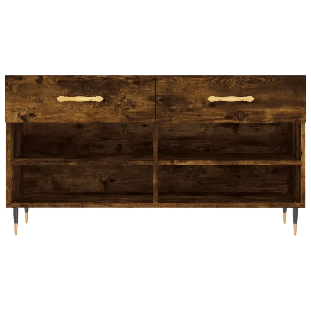 Panca Porta Scarpe-Sgabello-Panca Scarpiera Rovere Fumo 102x35x55 cm Legno Multistrato 581308