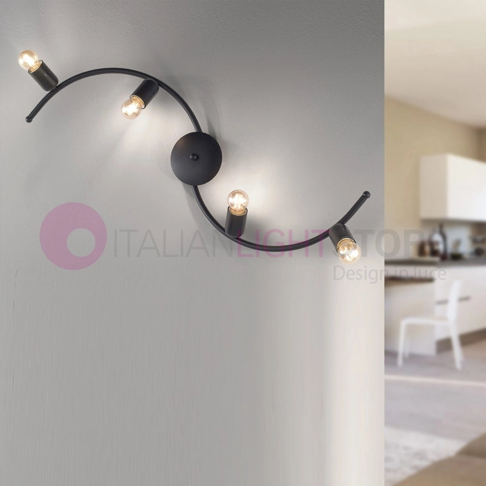 SNAKE Plafoniera a soffitto e parete 4 luci stile Industriale moderno