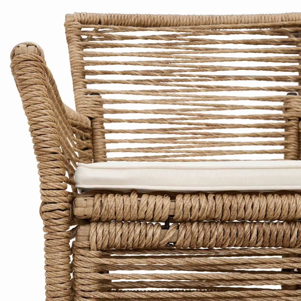 Sedia da esterno con cuscino 4 pcs Beige e Crema polyrattan