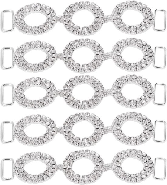 Connettori per Bikini 5 pezzi - vetro/acciaio - 8,5 cm - cristalli lucidi - connettore per moda da bagno - adatto per decorazioni DIY - accessori per abbigliamento