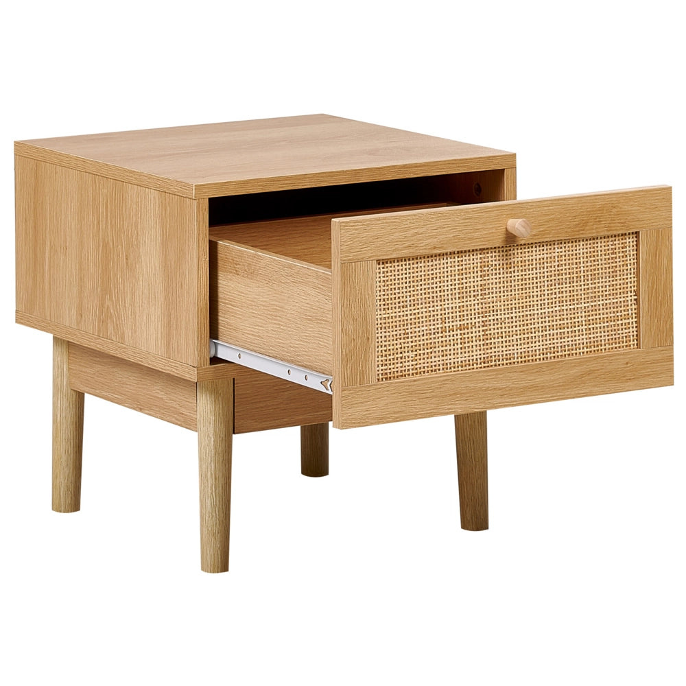 Comodino in legno di pino con cassetto in stile bohémien