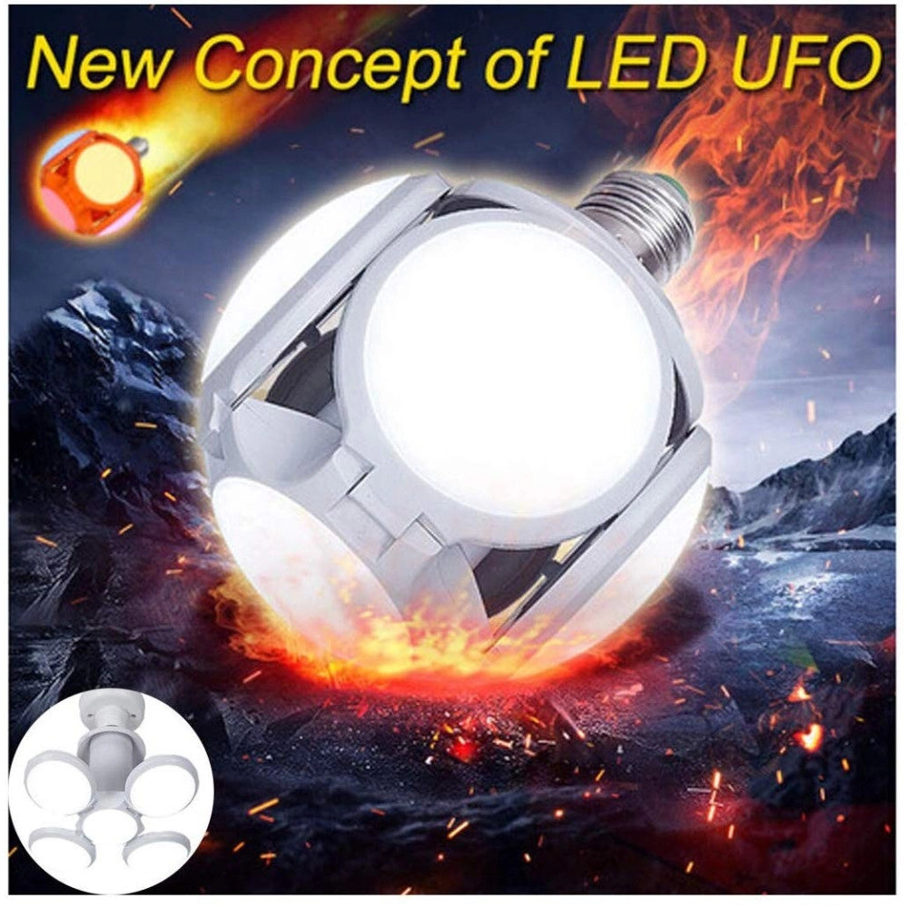 Trade Shop - Lampada Lampadario Deformabile Led 60w Luce Fredda 5 Vie Bianca Attacco E27 Ufo -