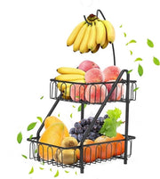 Fruitiera a due piani con contenitore per banane (nero)