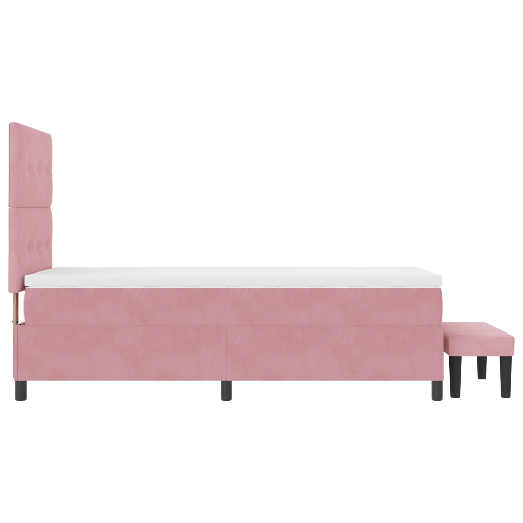 Letto a Molle con Materasso e Panca Rosa 80x200 cm Velluto