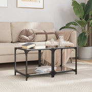 Tavolini da Salotto con Piano Vetro Nero 2pz 40x40x40cm Acciaio 845965
