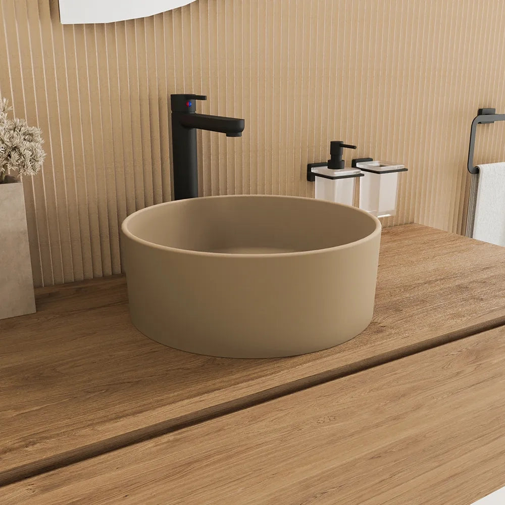 Lavabo da appoggio tondo 37,5x37,5x13,5 tortora | Tirreno
