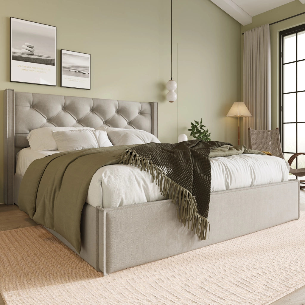 Letto matrimoniale contenitore 160x200 cm grigio chiaro