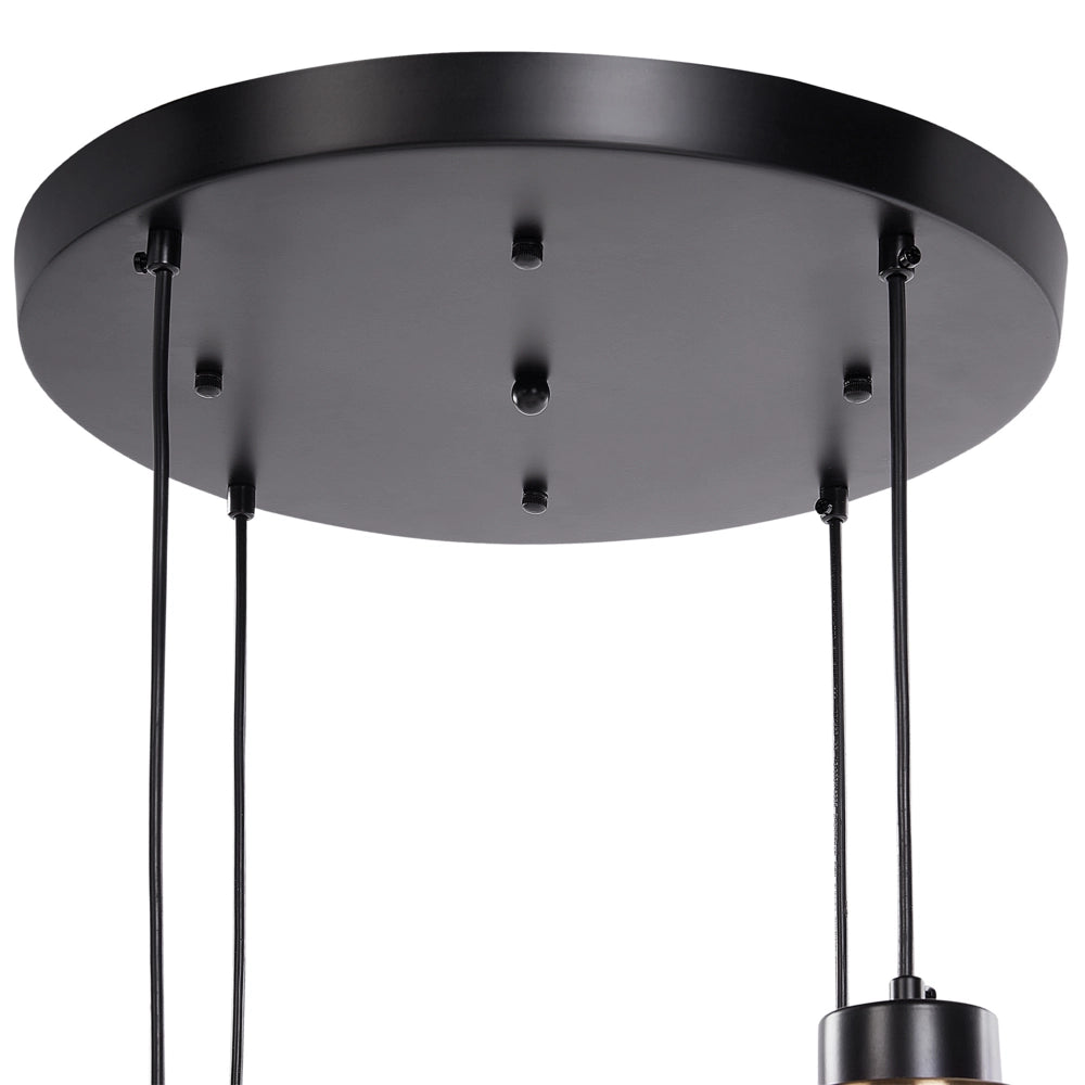 Lampada a sospensione con paralumi rotondi in vetro 4 luci in metallo trasparente grigio stile contemporaneo