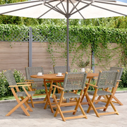 Sedie Giardino Pieghevoli 6pz Grigie Polyrattan Legno Massello