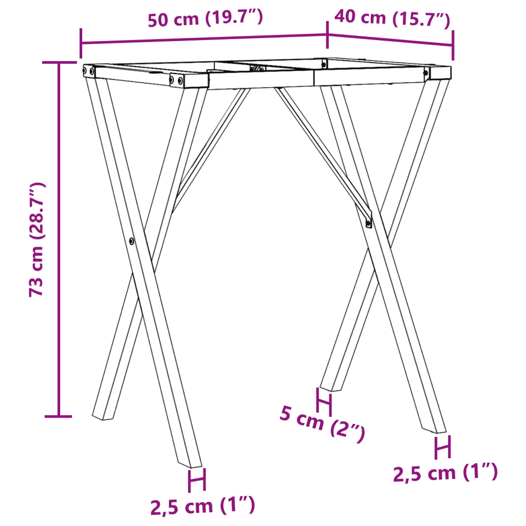 Telaio Gambe a X per Tavolo da Pranzo 40x40x73 cm in Acciaio 357904