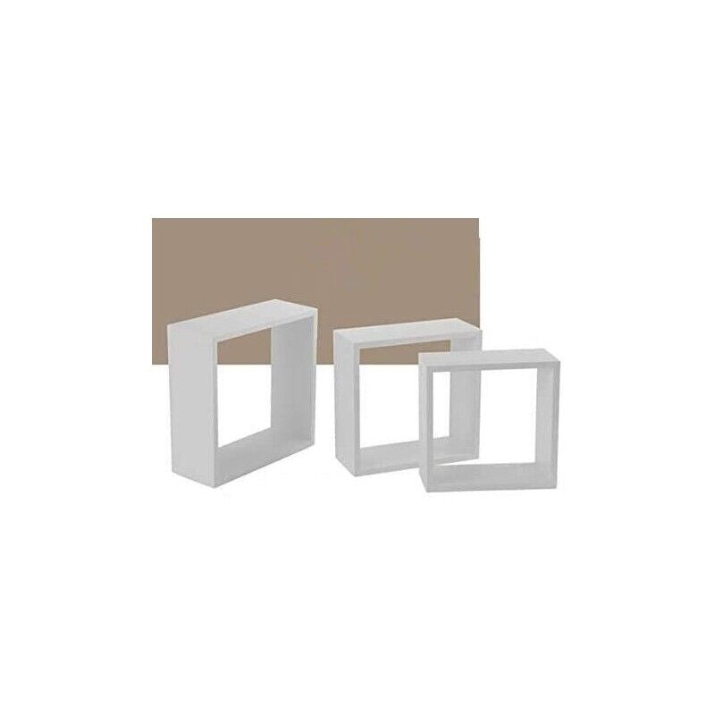 SET 3 PENSILI QUADRATI IN LEGNO DA PARETE IN TRE MISURE CON FINITURA BIANCA