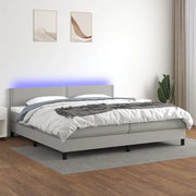 Letto a Molle Materasso e LED Grigio Chiaro 200x200 cm Tessuto 3133101