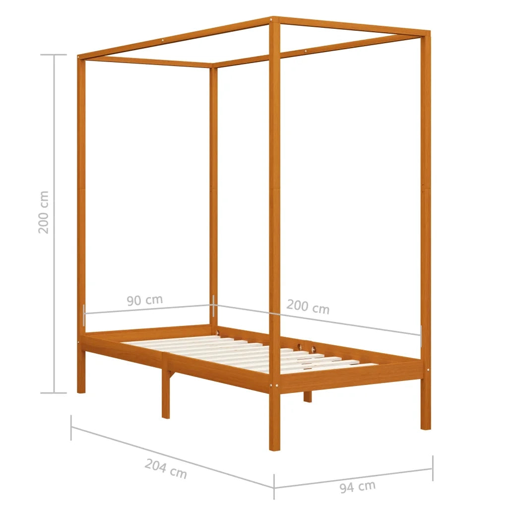 Giroletto senza Materasso Ambrato Legno Massello Pino 90x200 cm 283256