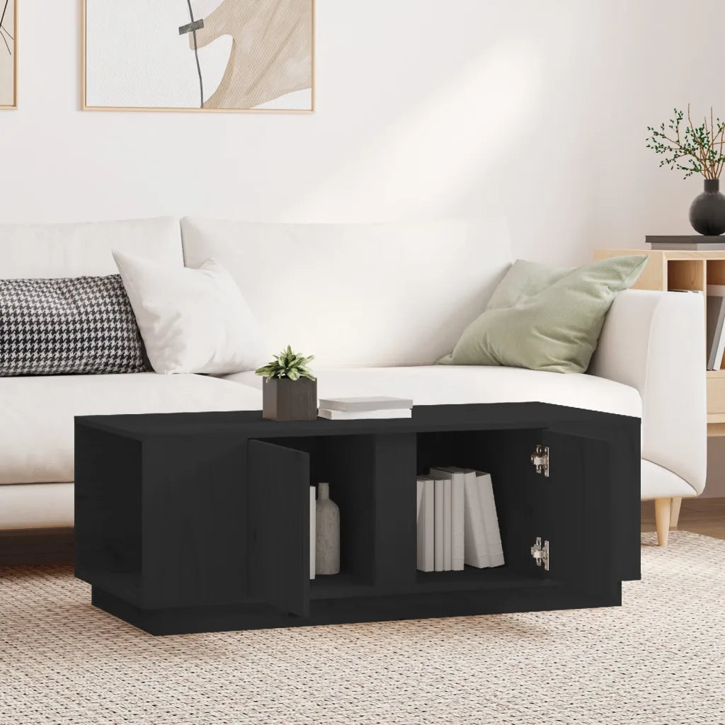 Tavolino da Salotto Nero 110x50x40 cm Legno Massello di Pino cod mxl 26698