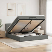Letto ottomano con materasso Grigio Scuro 200 x 200 cm Tessuto 3456352