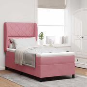 Letto a molle con materasso Rosa 200 x 100 cm Velluto 3340975