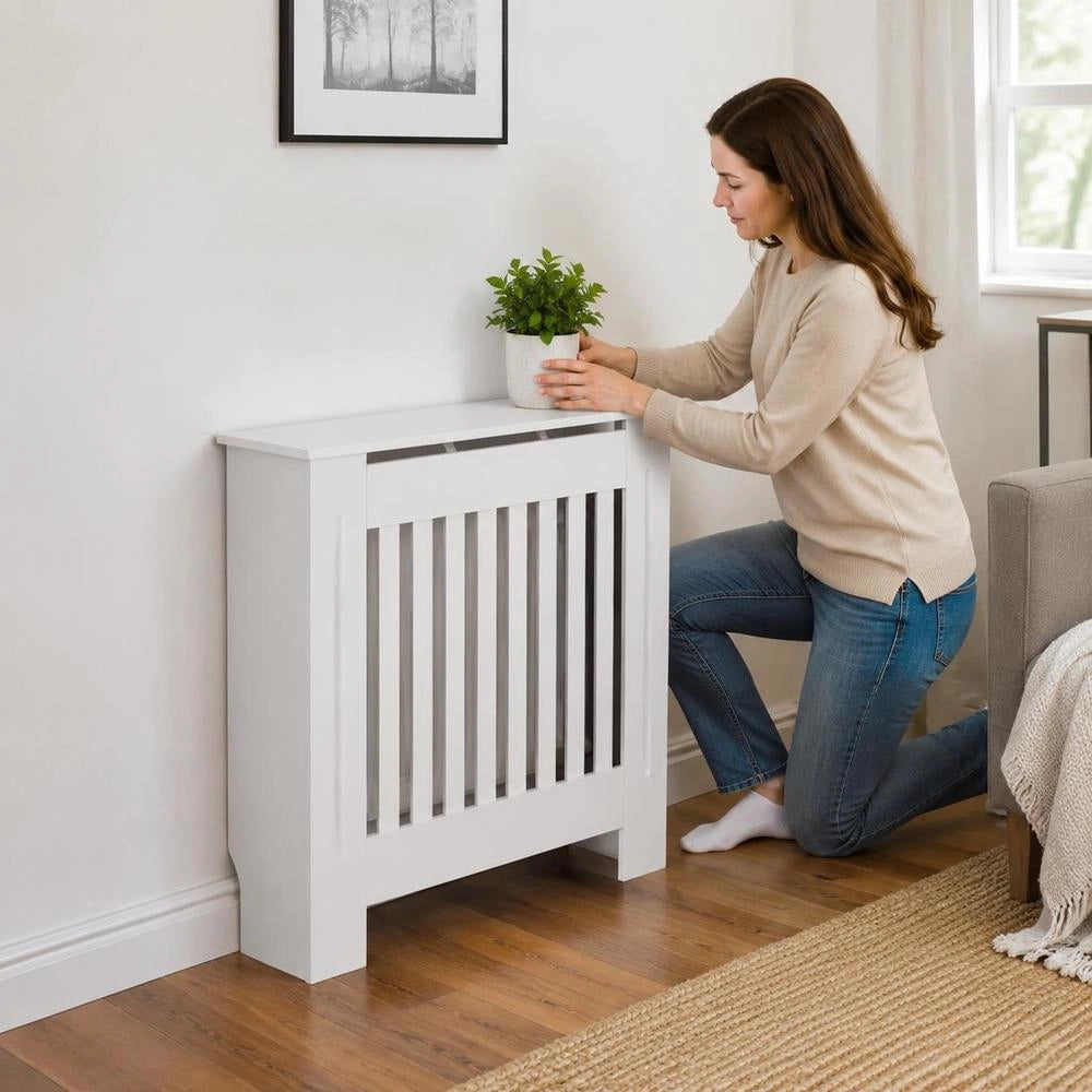 MDF Radiator Cover, White, 78 Cm