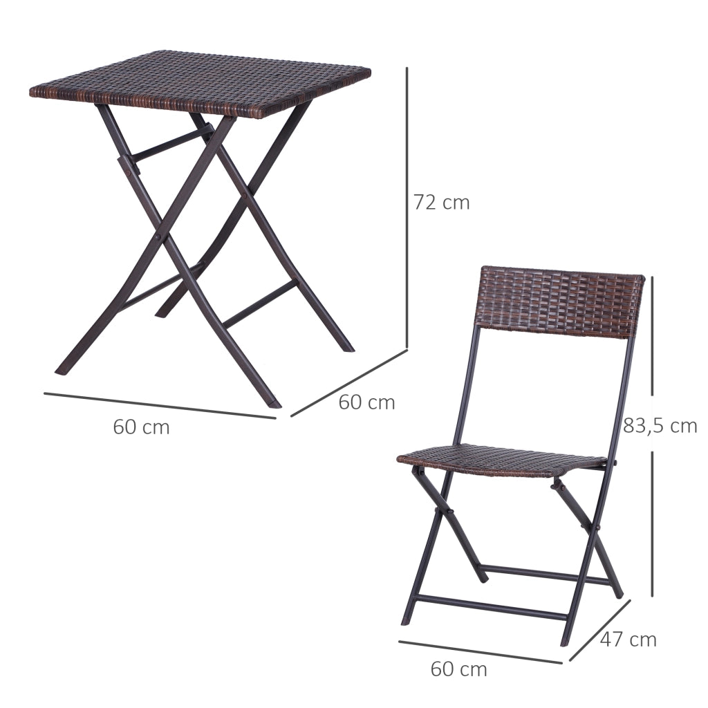 Set Giardino Tavolo Quadrato e Sedie Pieghevoli in Resina ¨C zephmum ¨C Marrone