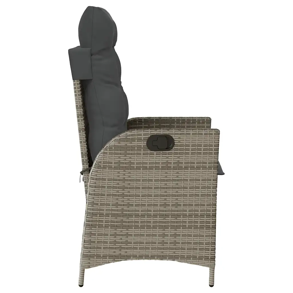 Sedia Reclinabile da Giardino con Cuscini Grigia in Polyrattan