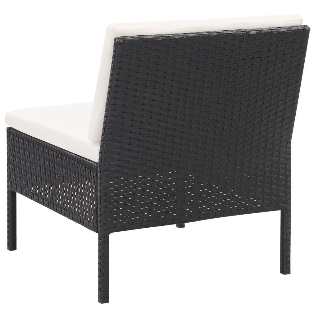 Set Divani da Giardino 3 pz | Set Salotto da Giardino con Cuscini in Polyrattan Nero