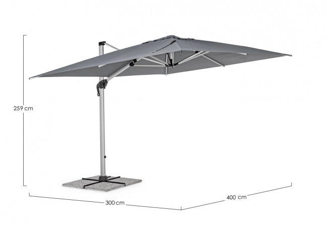 Ombrellone da Giardino Decentrato 4x3x2,59h m Ines Grigio Scuro