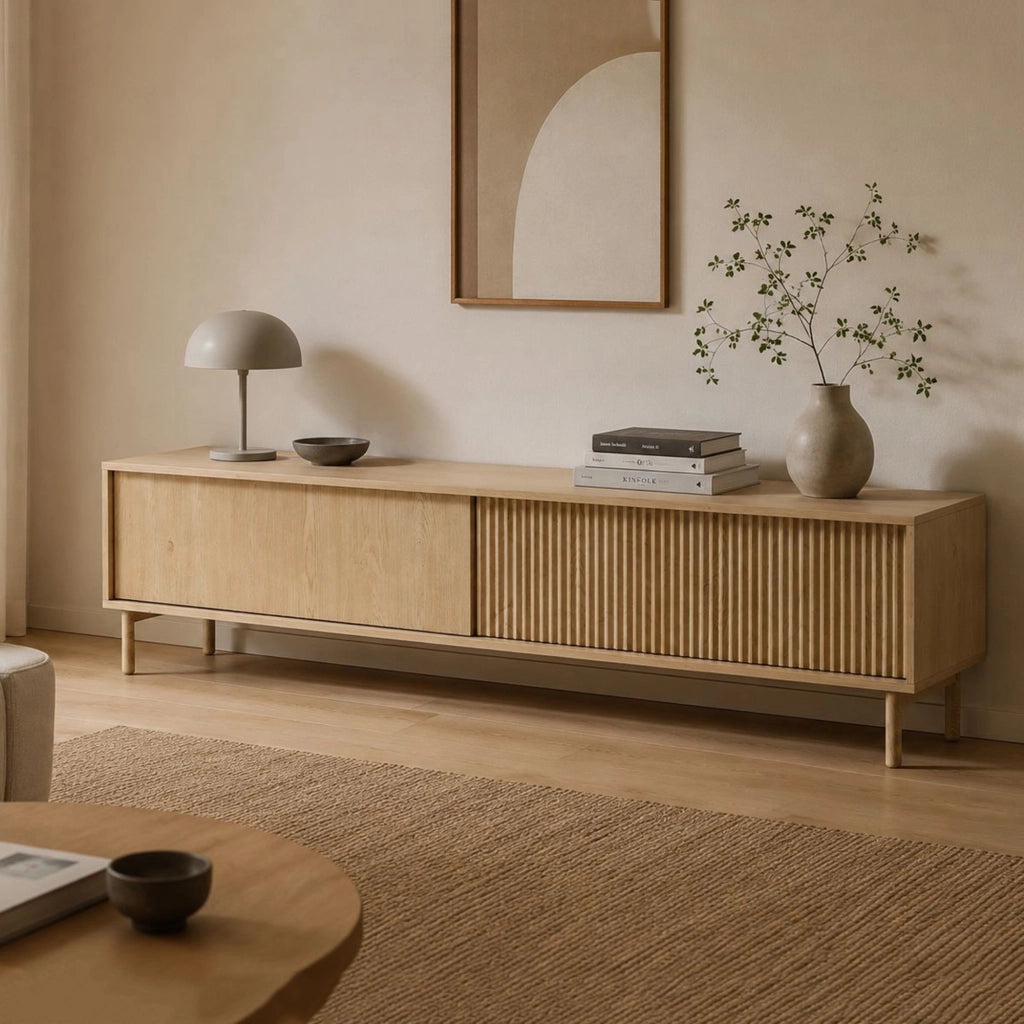 Kamikaza, Mobile Porta tv 2 Ripiani, 187x40x52h cm Marrone Rovere
