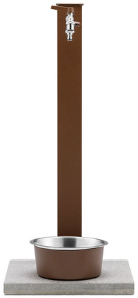 Fontana a Colonna Rubinetto Doppio in Ottone con Base e Vaschetta Abbeveratoio Belfer 42/REX-R Ruggine