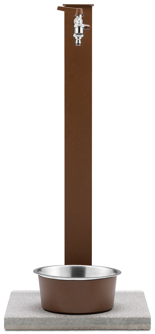 Fontana a Colonna Rubinetto Doppio in Ottone con Base e Vaschetta Abbeveratoio Belfer 42/REX-R Ruggine