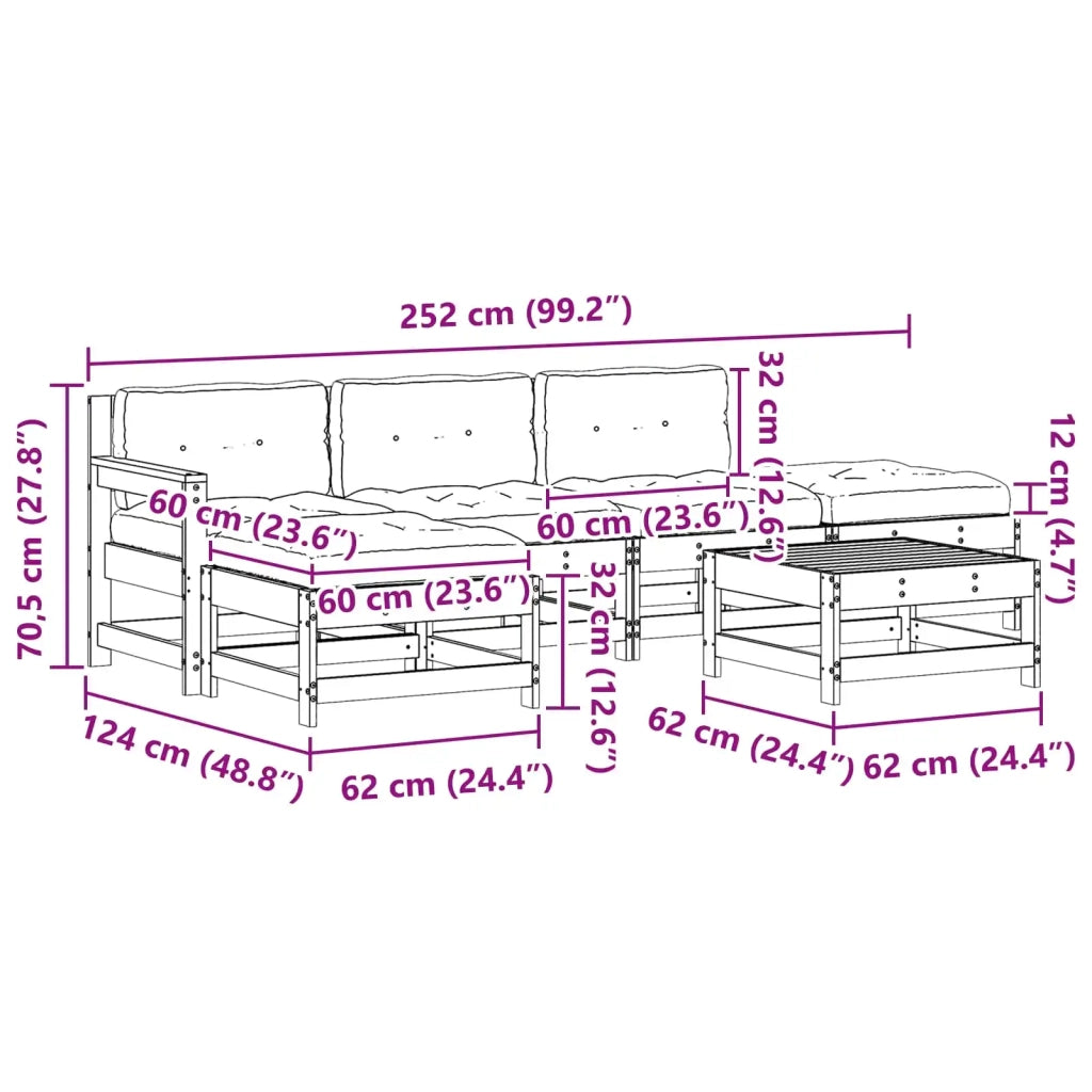 Set Lounge da Giardino 6 pcs Marrone Cerato