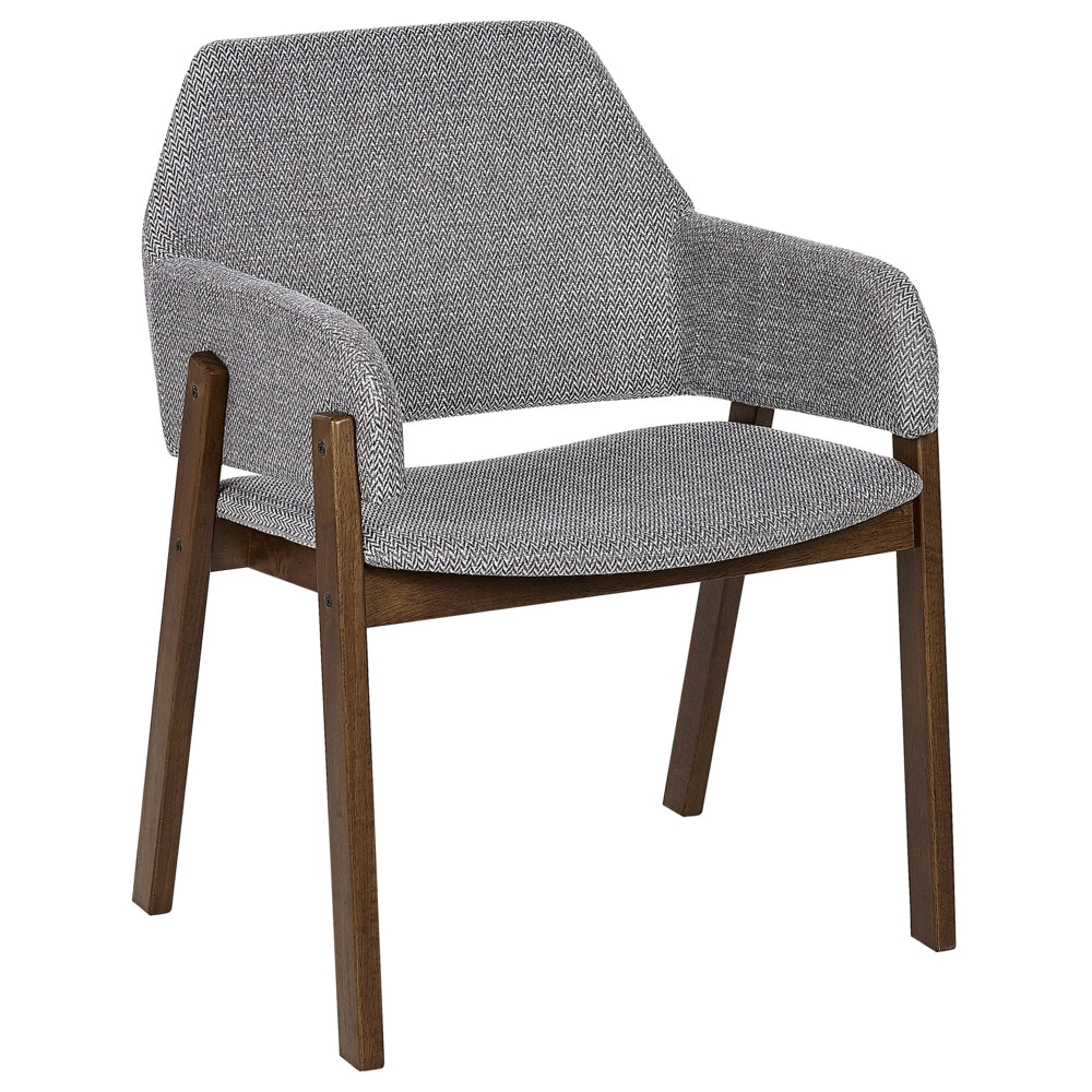 Set di 2 sedie da pranzo in legno scuro e tessuto in poliestere grigio gambe in legno di caucciù stile retrò tradizionale